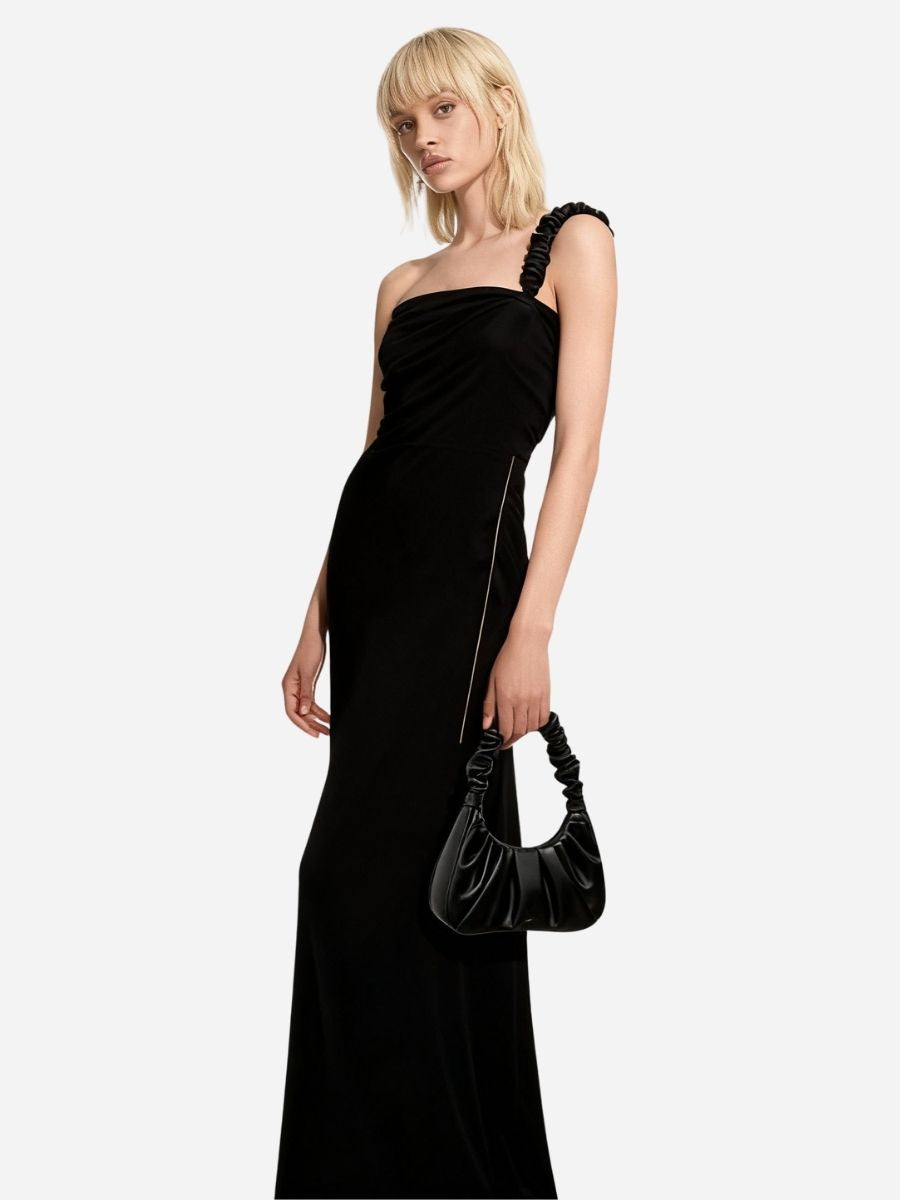 Nova Ruched Handle Mini Hobo Bag - Black