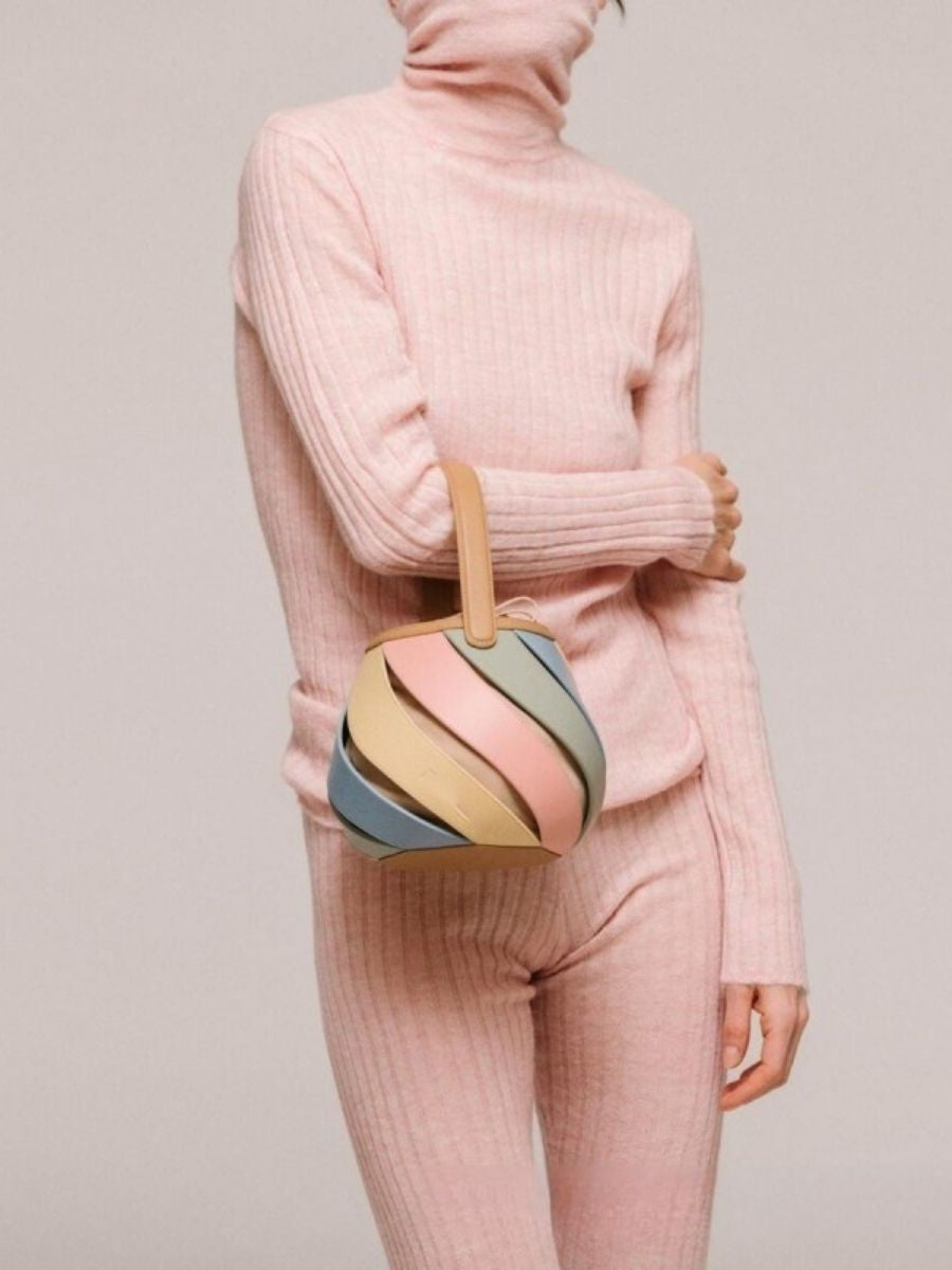 Opal Swirl Panel Bucket Bag - Sky Blue