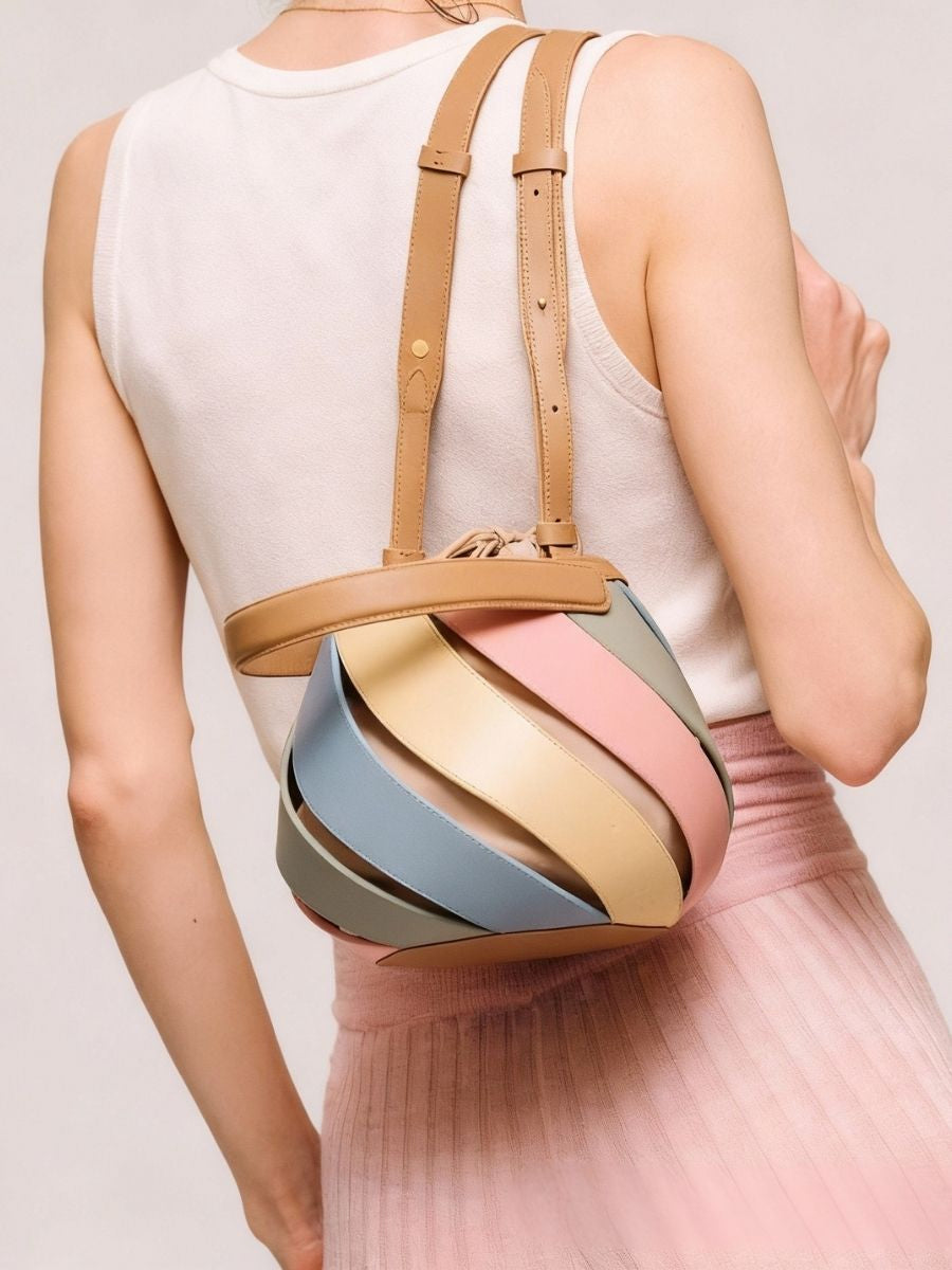 Opal Swirl Panel Bucket Bag - Sky Blue