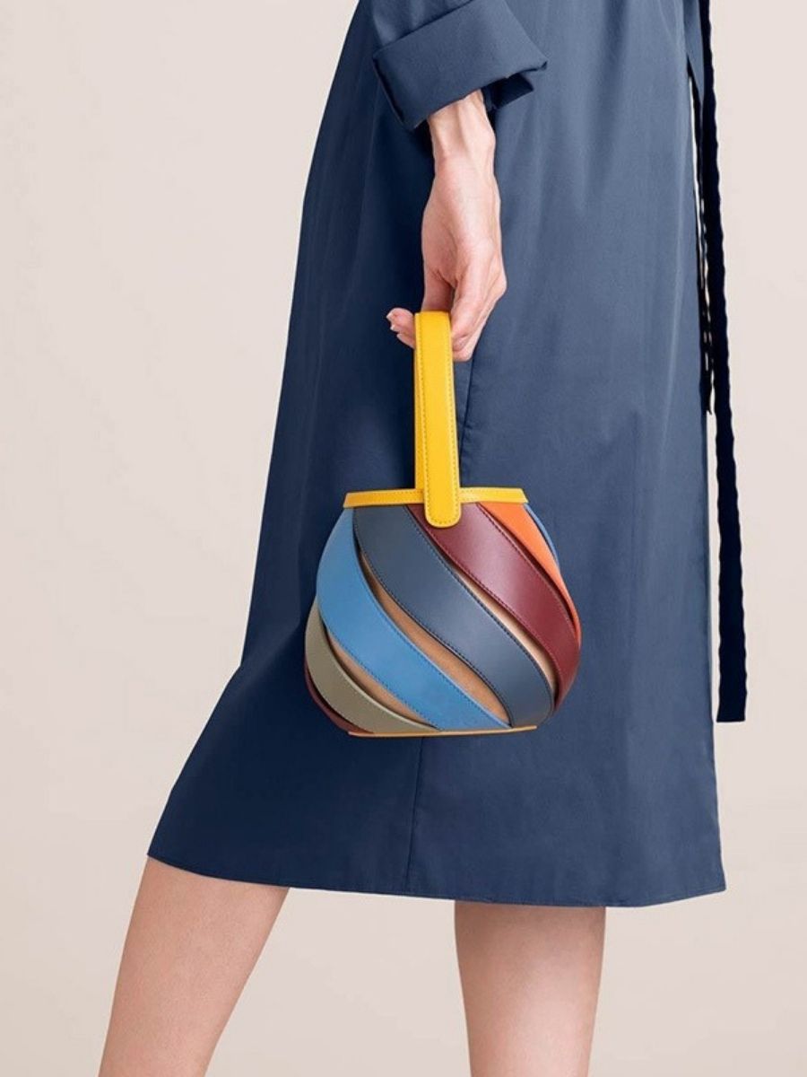 Opal Swirl Panel Bucket Bag - Sky Blue