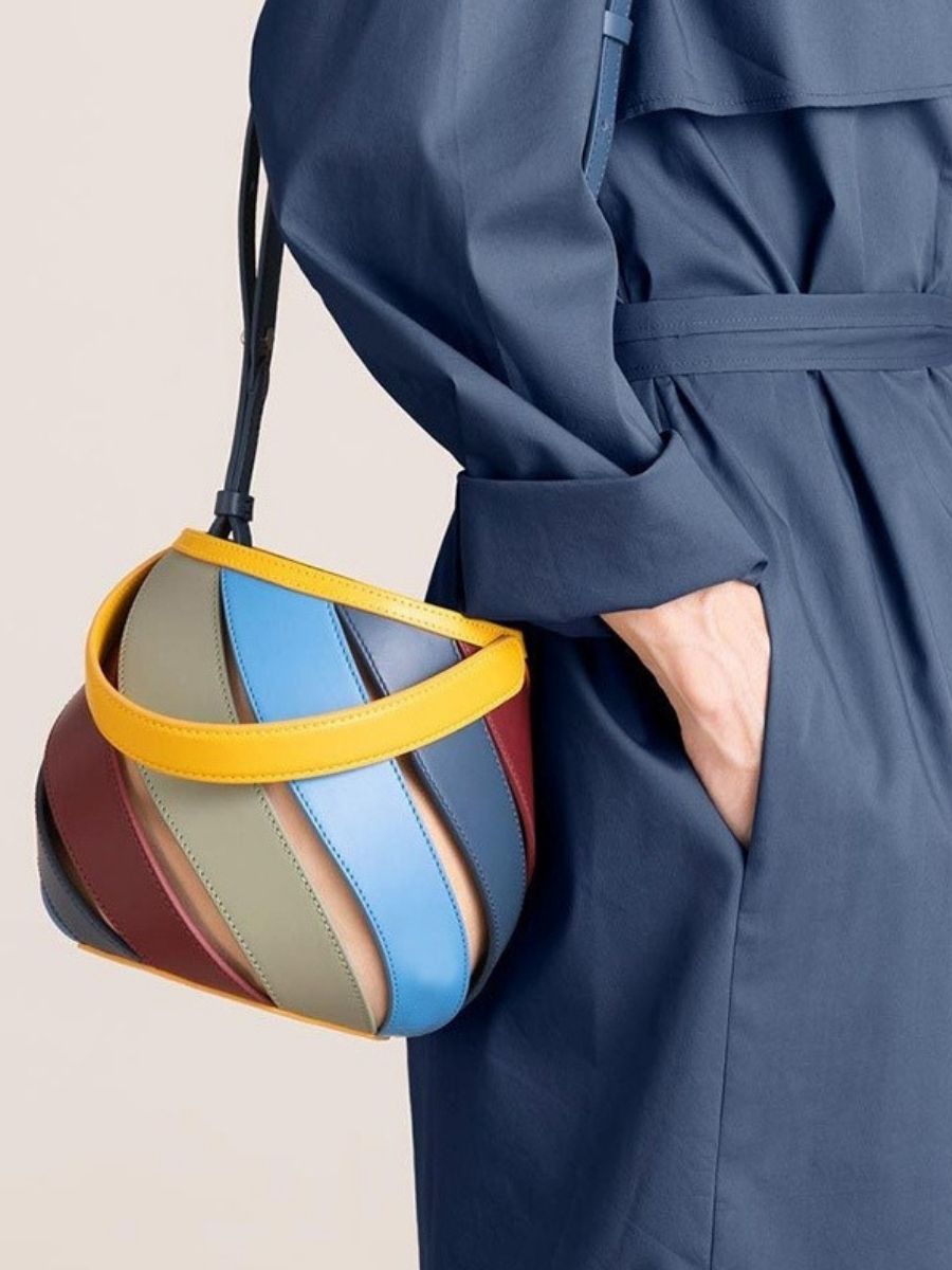 Opal Swirl Panel Bucket Bag - Sky Blue