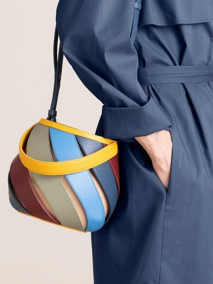Opal Swirl Panel Bucket Bag - Sky Blue