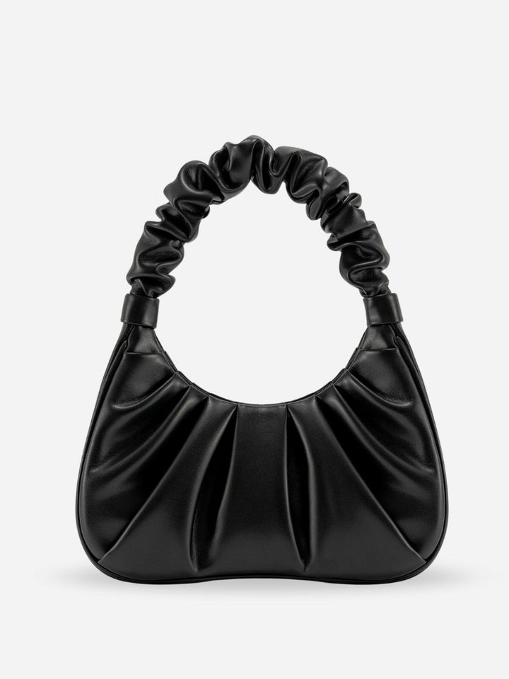 Nova Ruched Handle Mini Hobo Bag - Black