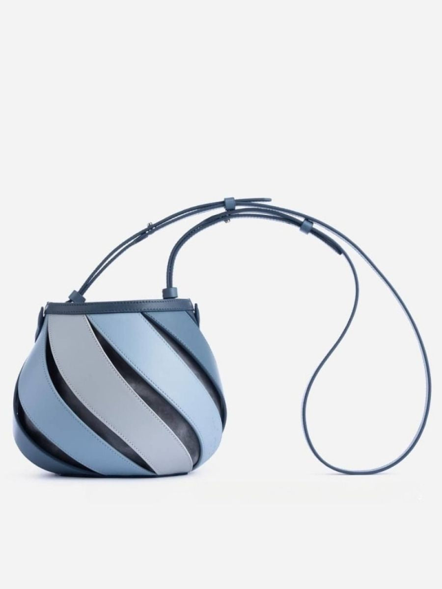 Opal Swirl Panel Bucket Bag - Sky Blue