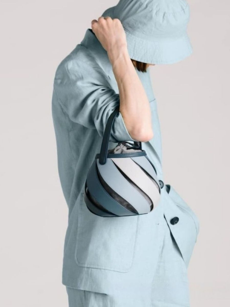 Opal Swirl Panel Bucket Bag - Sky Blue
