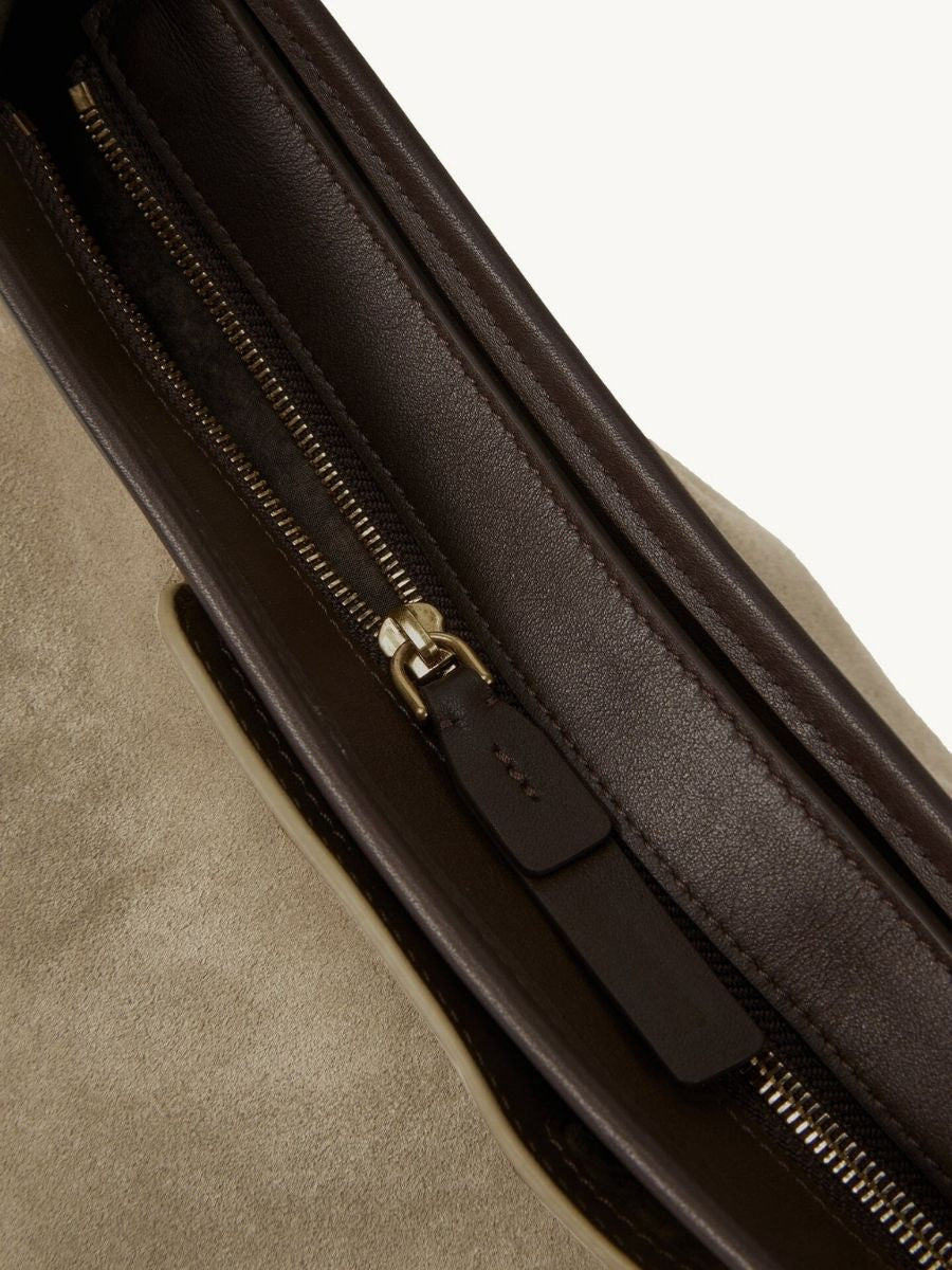 Harper Suede Contrast Hobo Bag - Sand