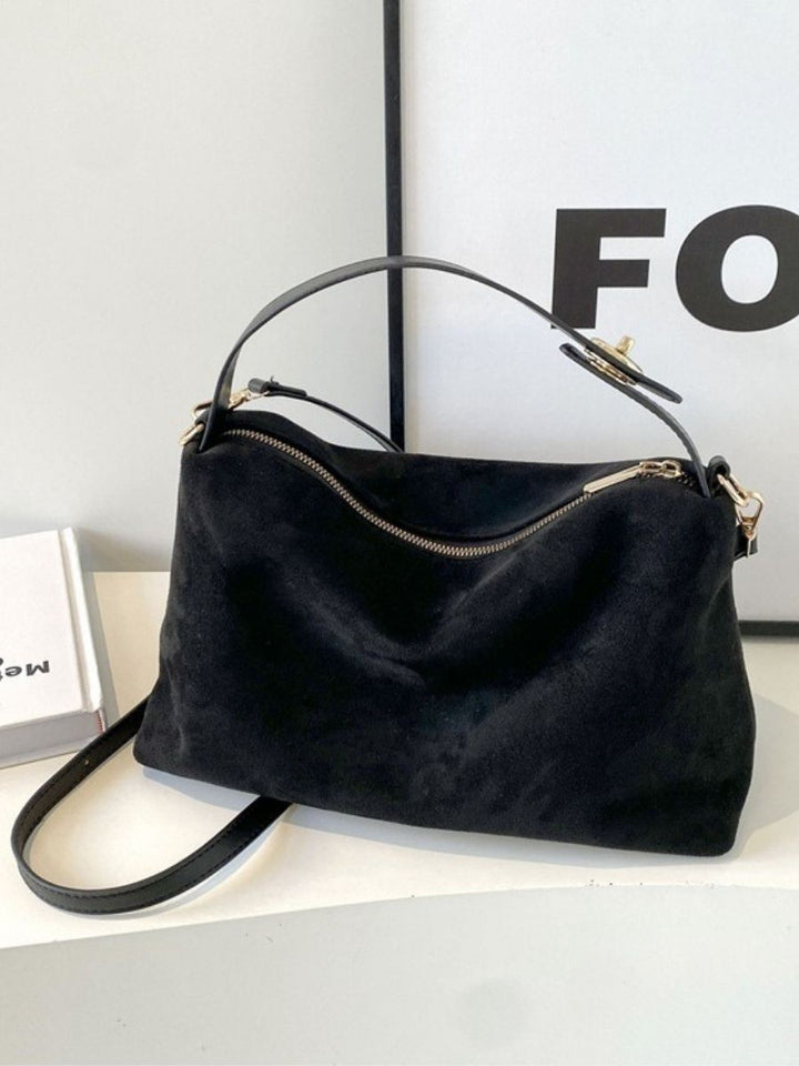 Velora Suede Shoulder Bag - Caramel