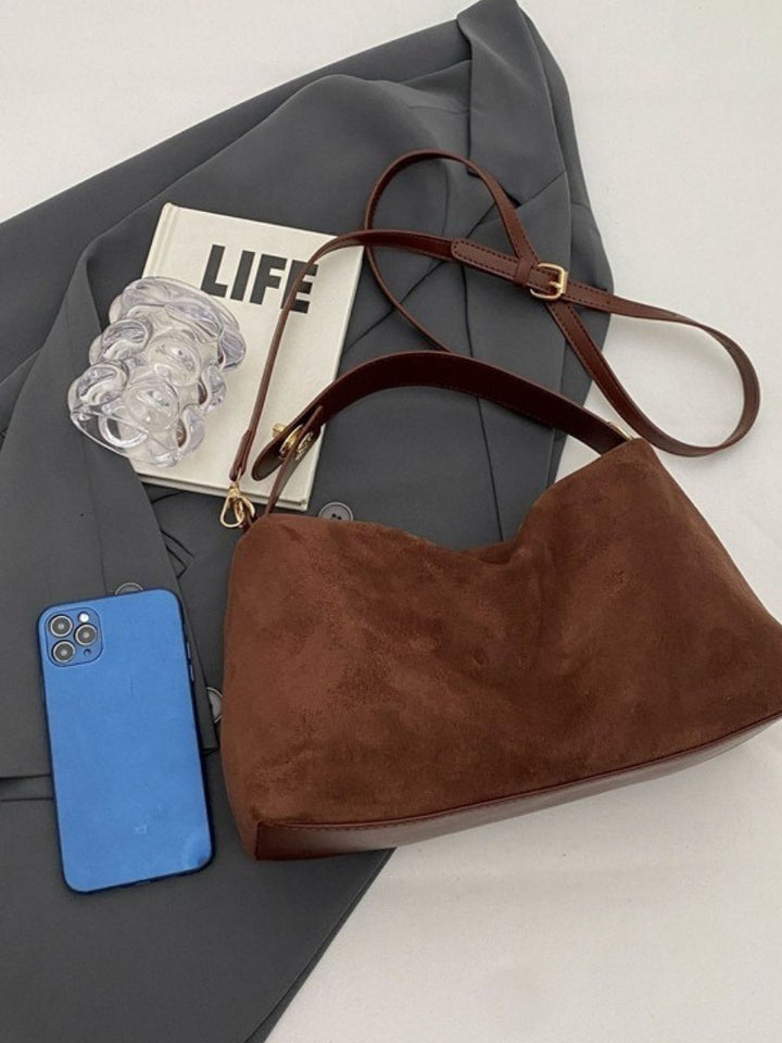 Velora Suede Shoulder Bag - Caramel