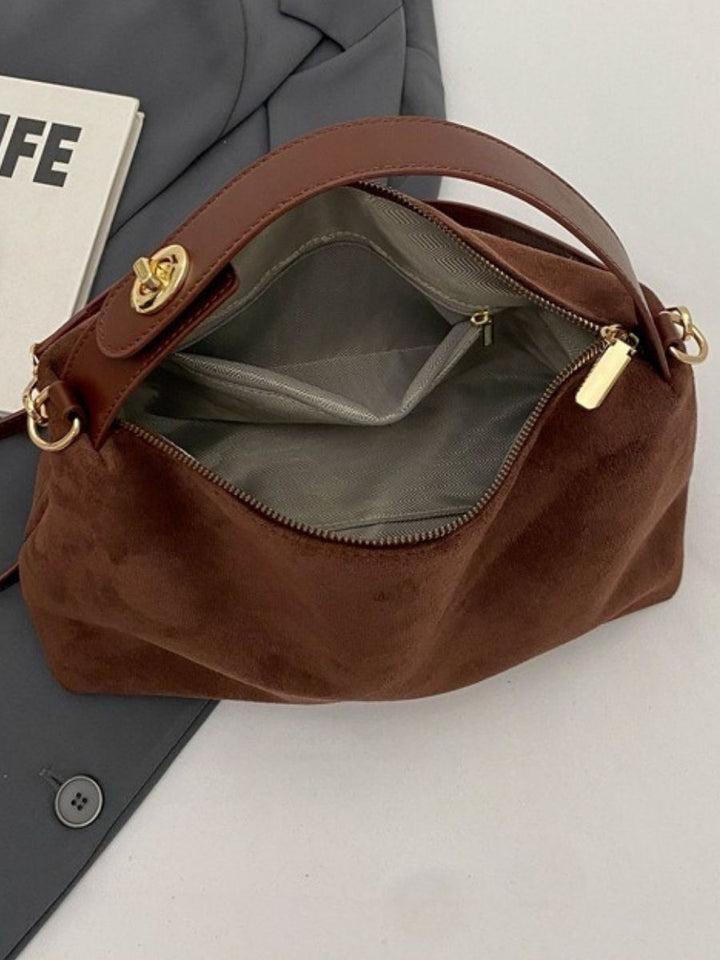 Velora Suede Shoulder Bag - Caramel