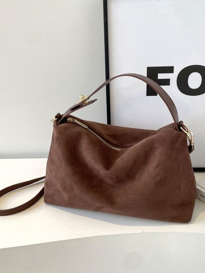 Velora Suede Shoulder Bag - Caramel