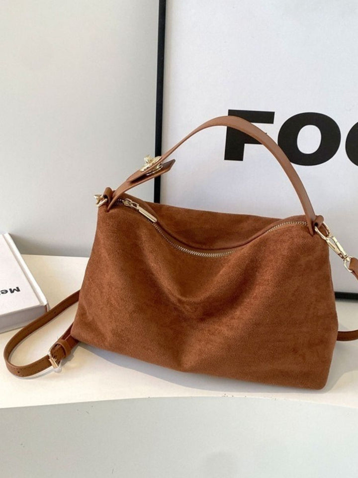 Velora Suede Shoulder Bag - Caramel