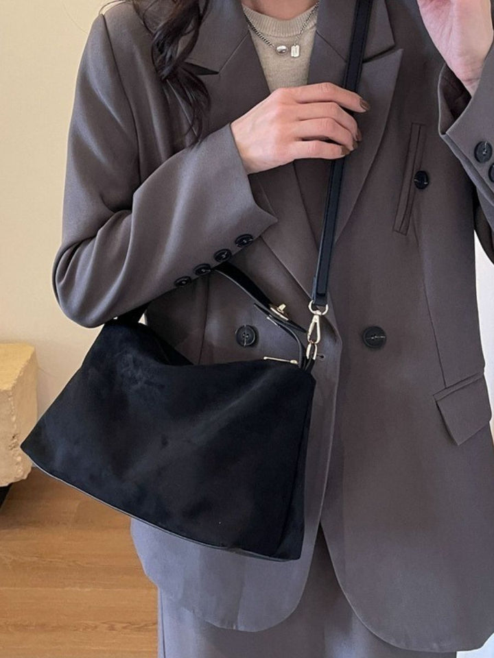 Velora Suede Shoulder Bag - Caramel
