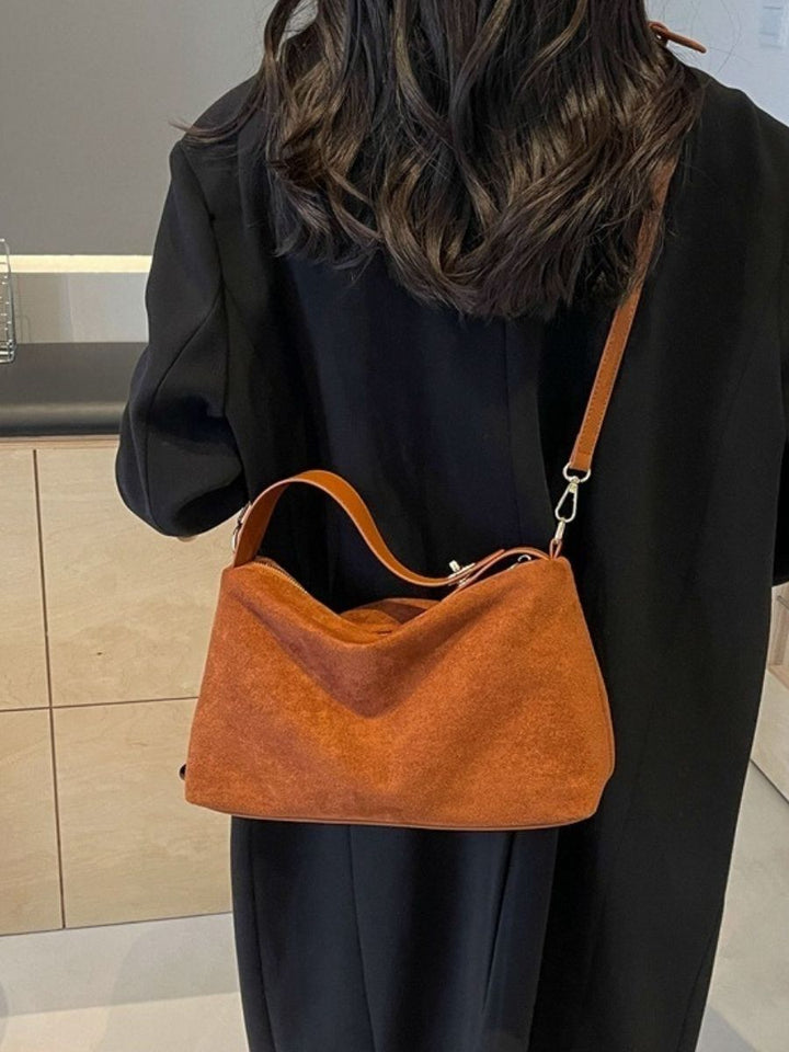 Velora Suede Shoulder Bag - Caramel