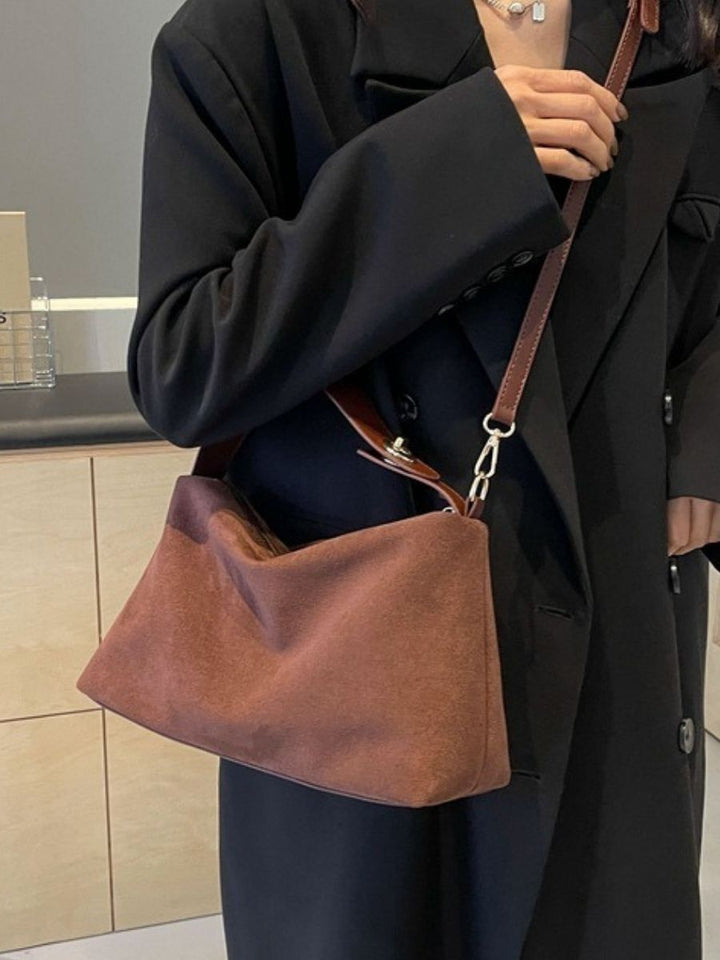 Velora Suede Shoulder Bag - Caramel