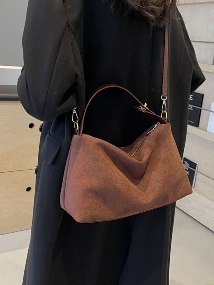 Velora Suede Shoulder Bag - Caramel