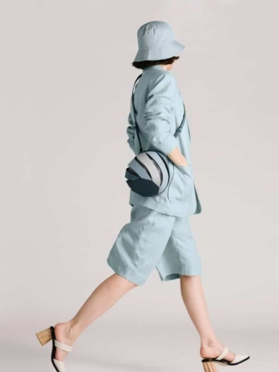Opal Swirl Panel Bucket Bag - Sky Blue