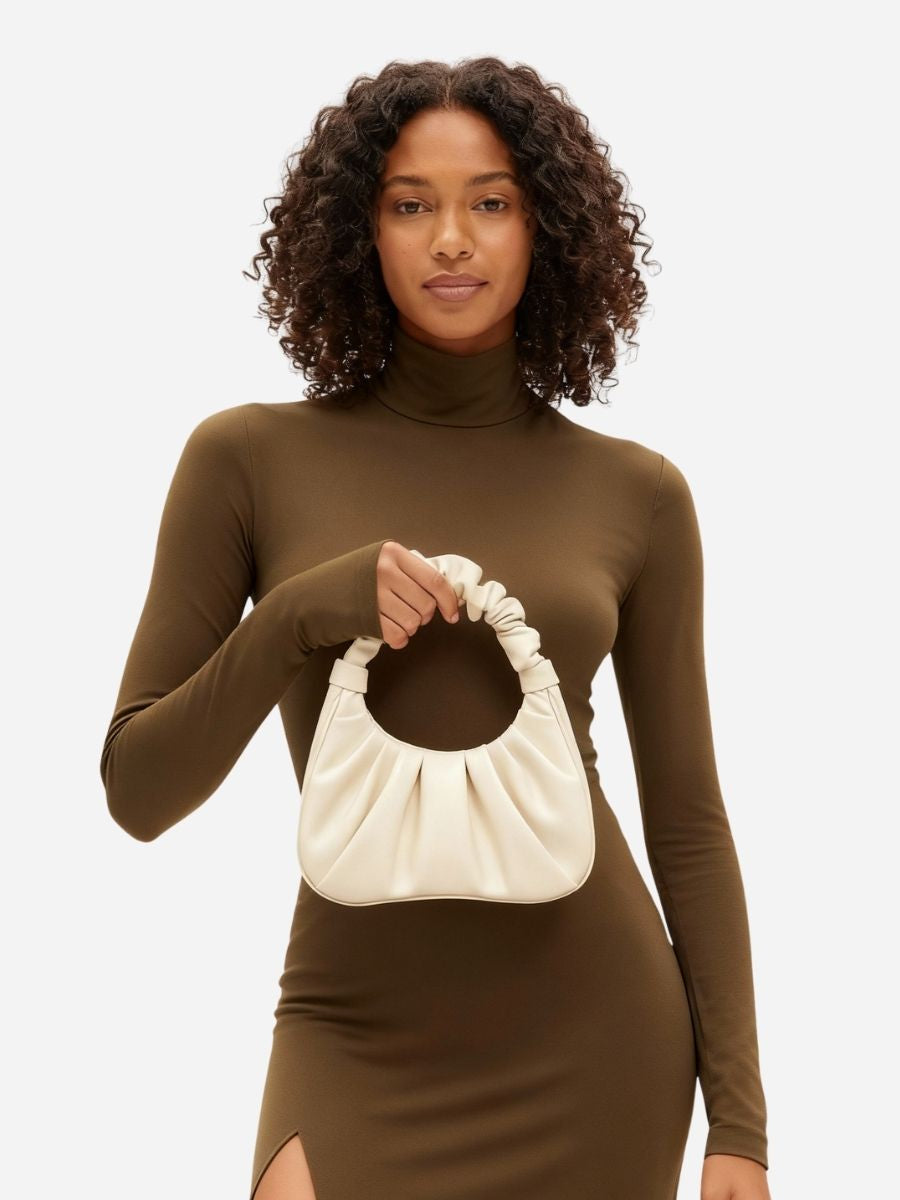 Nova Ruched Handle Mini Hobo Bag - Black
