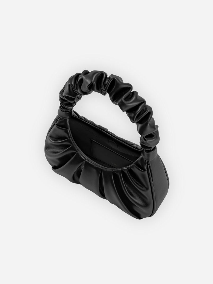 Nova Ruched Handle Mini Hobo Bag - Black