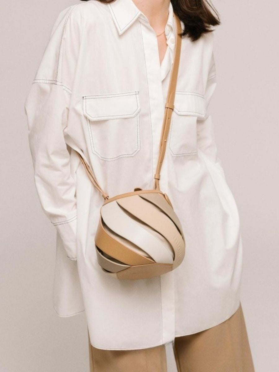 Opal Swirl Panel Bucket Bag - Sky Blue