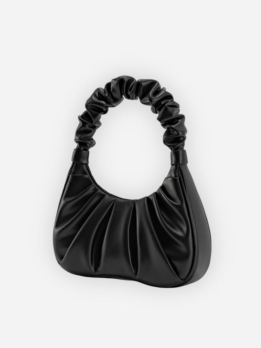 Nova Ruched Handle Mini Hobo Bag - Black