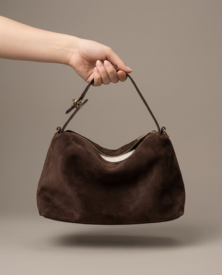 Velora Suede Shoulder Bag - Caramel