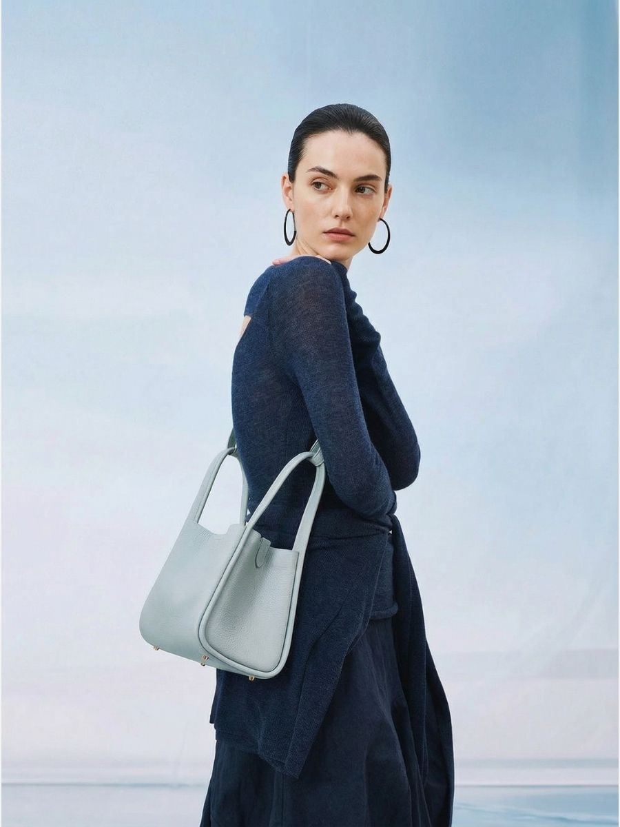 Muse Pebbled Mini Tote Bag - Milk Apricot