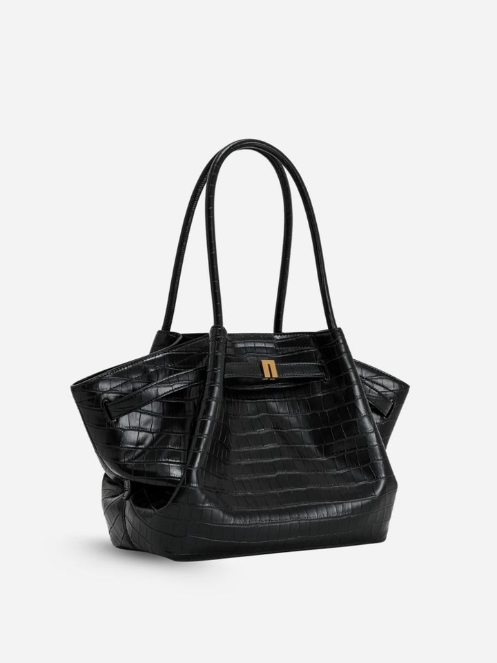 Terra Medium Tote - CrocBlack