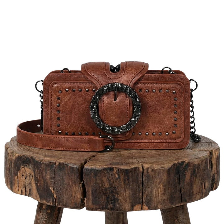 Margheritas Studded Buckle Clutch