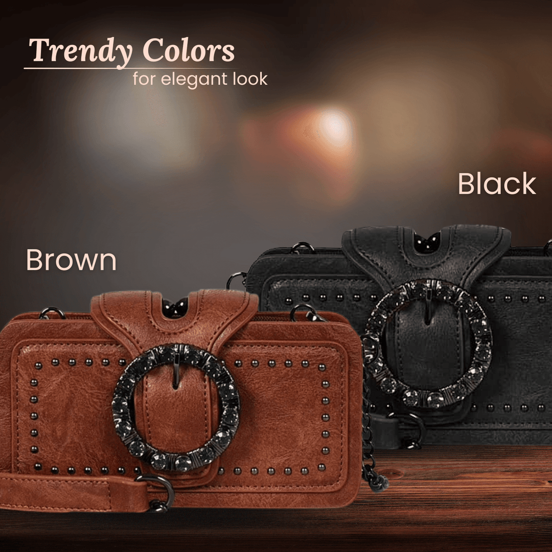 Margheritas Studded Buckle Clutch