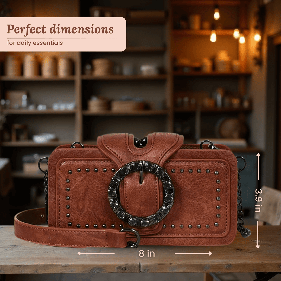 Margheritas Studded Buckle Clutch