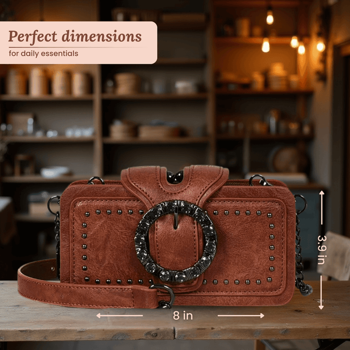 Margheritas Studded Buckle Clutch
