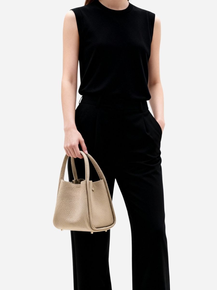 Muse Pebbled Mini Tote Bag - Milk Apricot