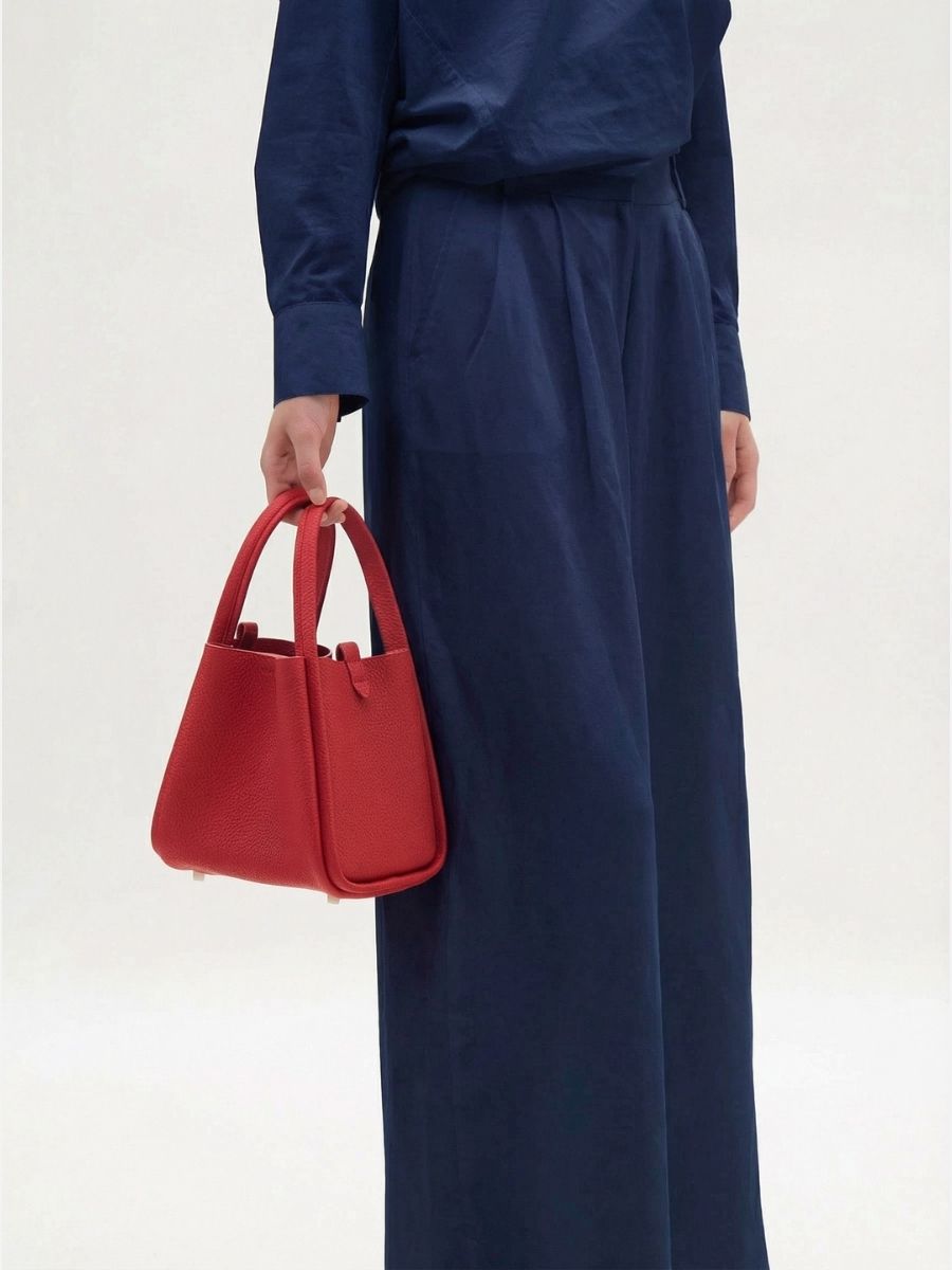 Muse Pebbled Mini Tote Bag - Milk Apricot