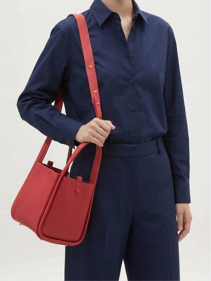 Muse Pebbled Mini Tote Bag - Milk Apricot