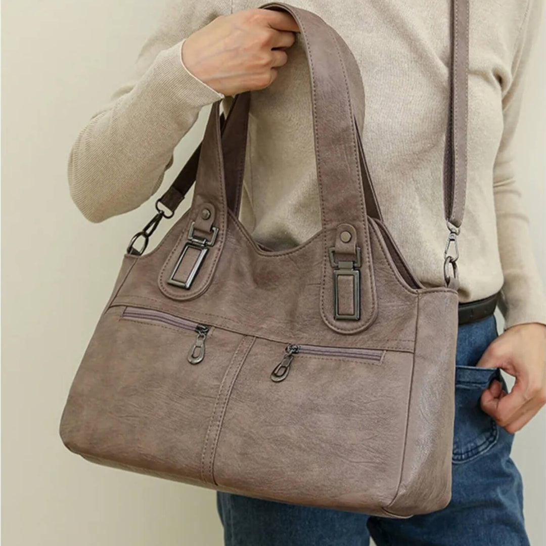 Flavia Schultertasche mit Doppelreißverschluss