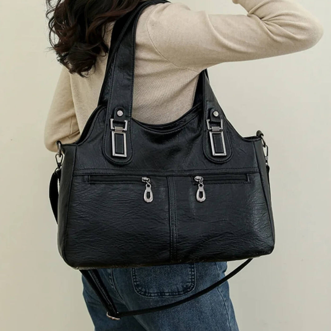 Flavia Schultertasche mit Doppelreißverschluss