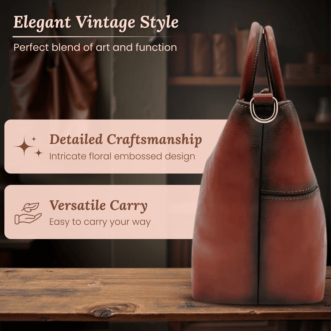 Luciana's Handtasche mit kunstvollem Schnitzdetail
