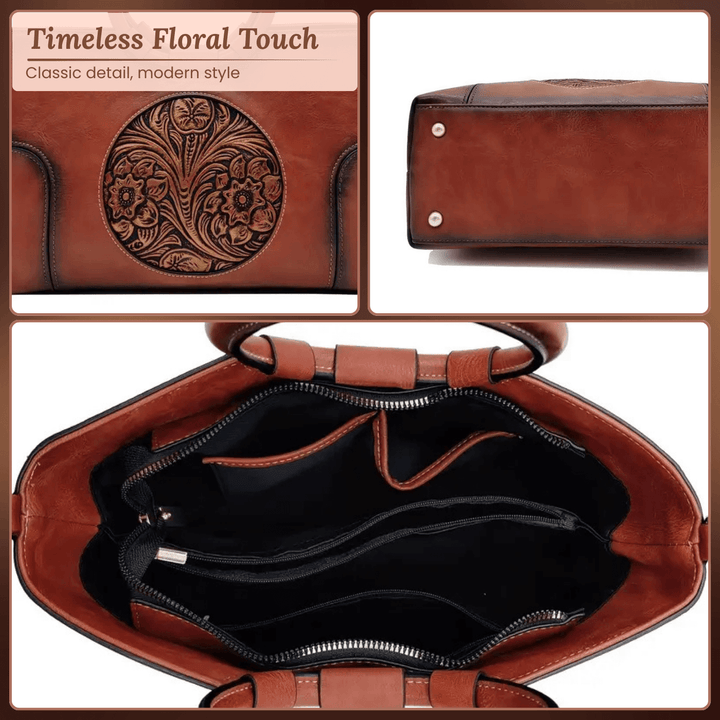 Luciana's Handtasche mit kunstvollem Schnitzdetail