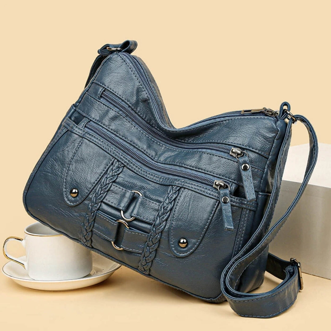 Monica Geflochtene Multi-Zip Umhängetasche