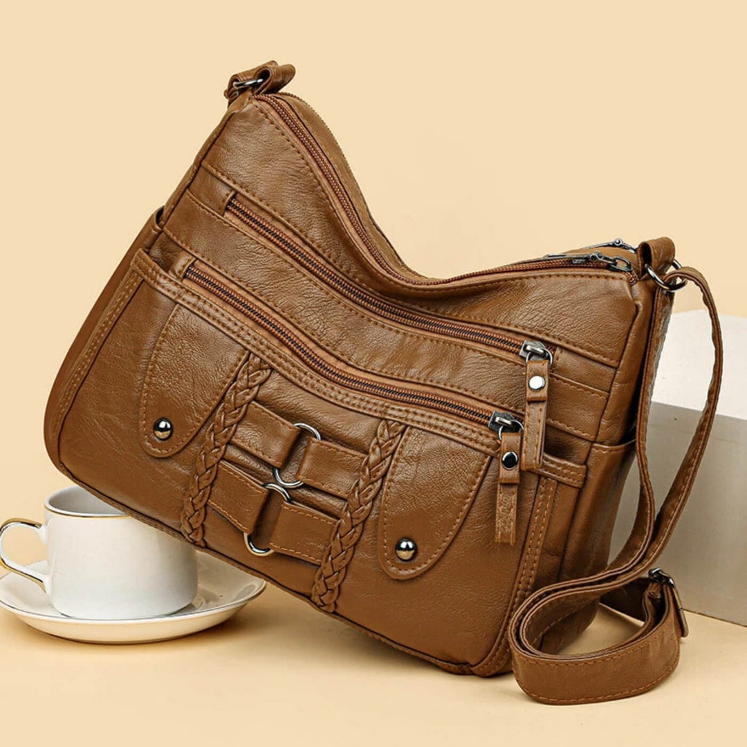 Monica Geflochtene Multi-Zip Umhängetasche