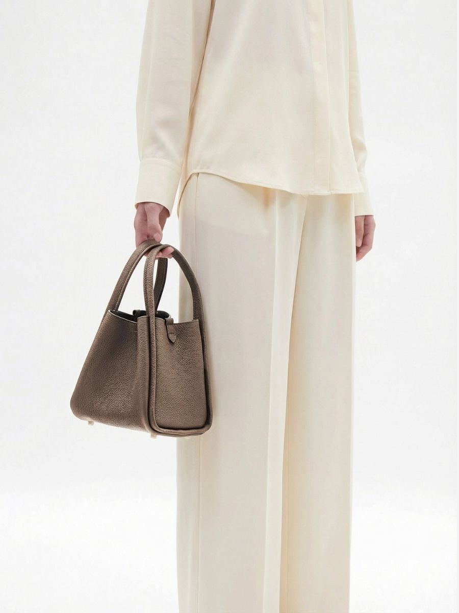 Muse Pebbled Mini Tote Bag - Milk Apricot
