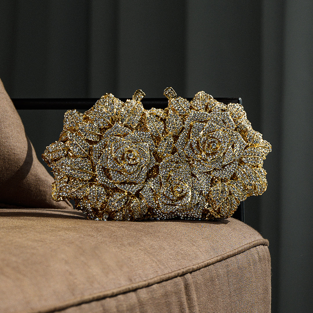 Rose Clutch Bag - Silver