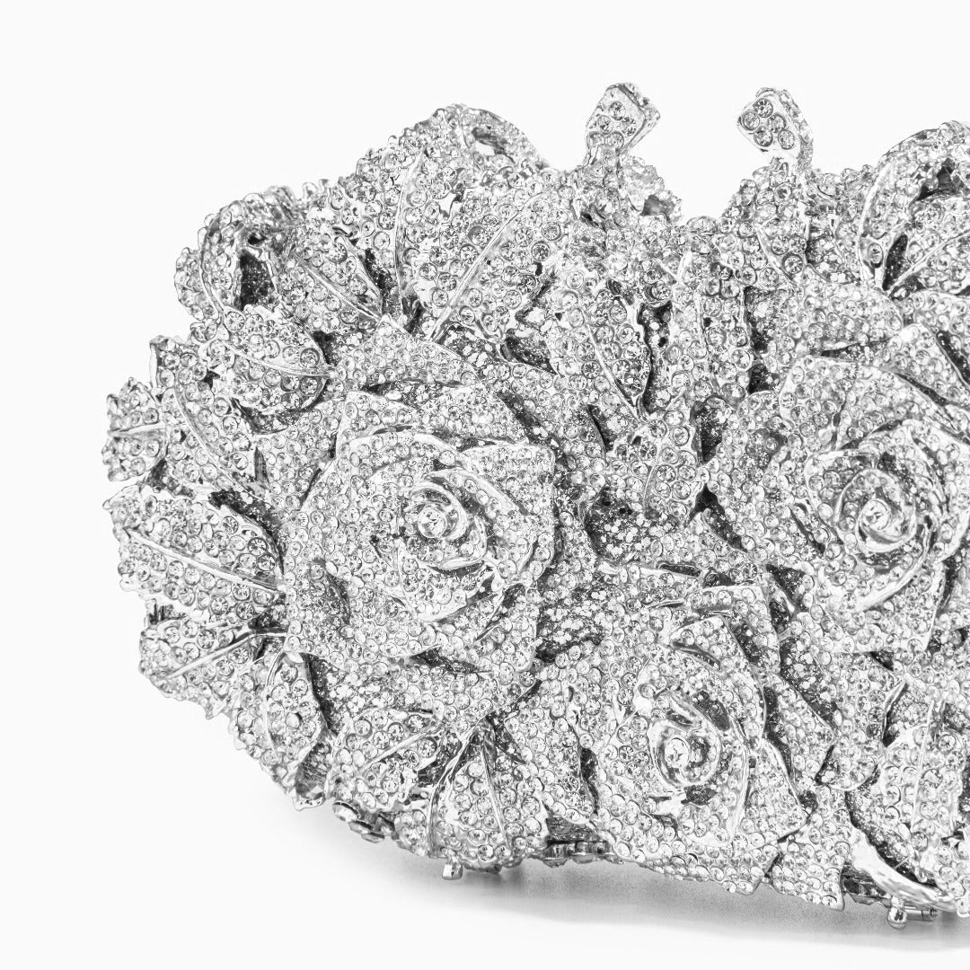 Rose Clutch Bag - Silver