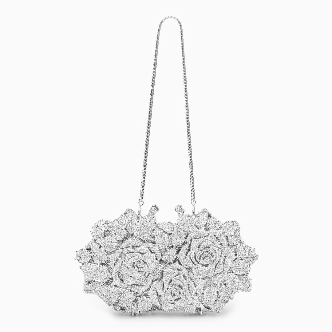 Rose Clutch Bag - Silver