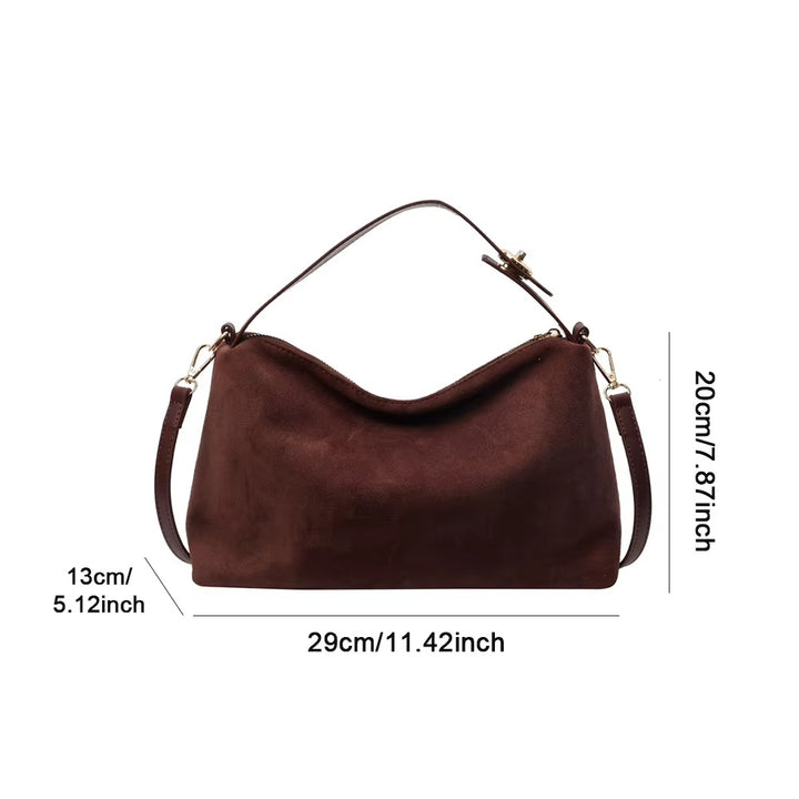 Velora Suede Shoulder Bag - Caramel